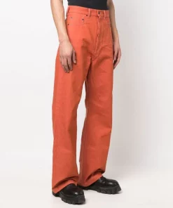 ( Nouvelle Collection ) Rick Owens 53 ORANGE Jean à Coupe Droite Homme -Rick Owens Soldes 18184536 39655894 600