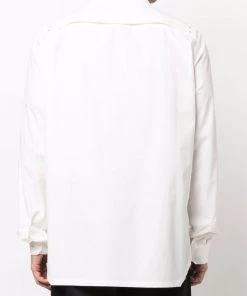 ( Nouvelle Collection ) Rick Owens 1109 MILK/BLACK Chemise En Coton à Logo Imprimé Homme -Rick Owens Soldes 18185132 38698336 600