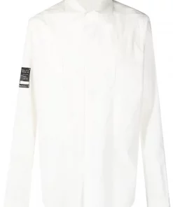 ( Nouvelle Collection ) Rick Owens 1109 MILK/BLACK Chemise En Coton à Logo Imprimé Homme