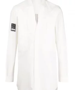 ( Nouvelle Collection ) Rick Owens Chemise Ă Patch Logo Sur La Manche Homme