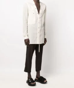 ( Nouvelle Collection ) Rick Owens Chemise Boutonnée à Col V Homme -Rick Owens Soldes 18203812 38974645 600