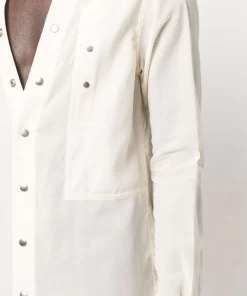 ( Nouvelle Collection ) Rick Owens Chemise Boutonnée à Col V Homme -Rick Owens Soldes 18203812 38974648 600