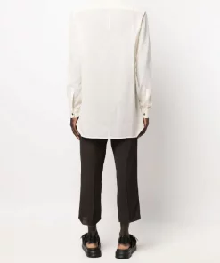 ( Nouvelle Collection ) Rick Owens Chemise Boutonnée à Col V Homme -Rick Owens Soldes 18203812 38975199 600
