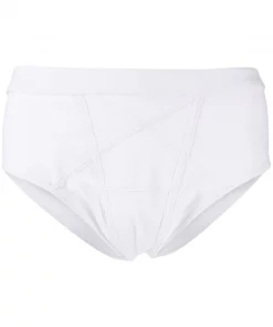 Rick Owens Slip De Bain à Coutures Contrastantes CHALK WHITE