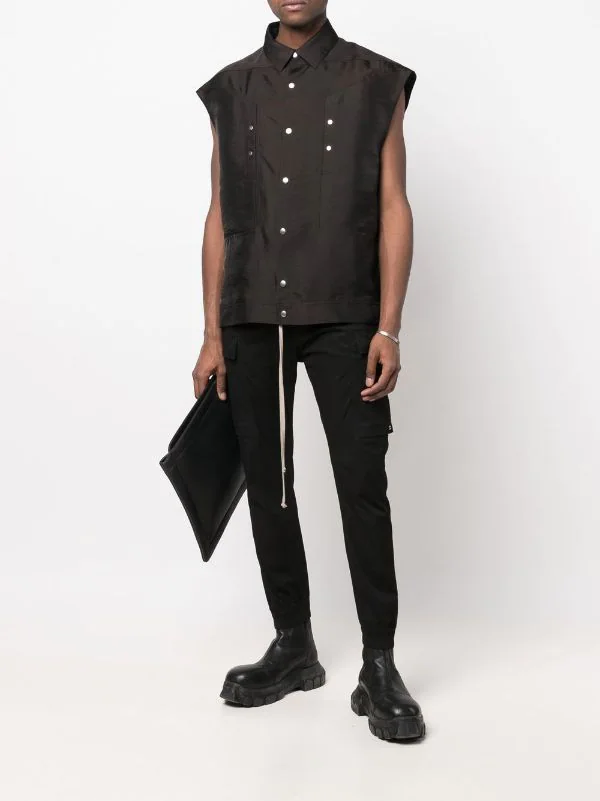 ( Nouvelle Collection ) Rick Owens Chemise Sans Manches à Boutonnière 09 BLACK 4 ( Nouvelle Collection ) Rick Owens Chemise Sans Manches à Boutonnière 09 BLACK – Image 2