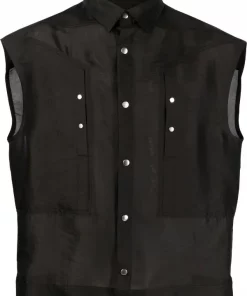 ( Nouvelle Collection ) Rick Owens Chemise Sans Manches à Boutonnière 09 BLACK