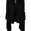 ( Nouvelle Collection ) Rick Owens 09 BLACK Cardigan Drapé à Découpes Femme