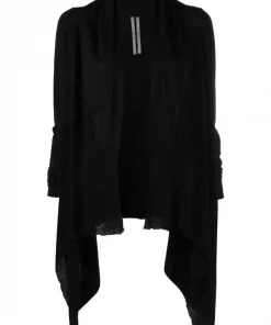 ( Nouvelle Collection ) Rick Owens 09 BLACK Cardigan Drapé à Découpes Femme