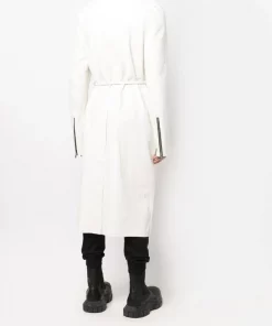 ( Nouvelle Collection ) Rick Owens Manteau En Cuir à Taille Ceinturée 11 MILK -Rick Owens Soldes 18249980 39002479 600