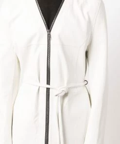 ( Nouvelle Collection ) Rick Owens Manteau En Cuir à Taille Ceinturée 11 MILK -Rick Owens Soldes 18249980 39002480 600