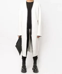 ( Nouvelle Collection ) Rick Owens Manteau En Cuir à Taille Ceinturée 11 MILK -Rick Owens Soldes 18249980 39002485 600