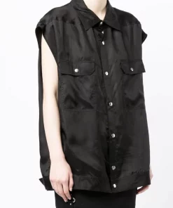 ( Nouvelle Collection ) Rick Owens 9 Chemise Froncée à Poches Poitrine Femme -Rick Owens Soldes 18250552 39060818 600