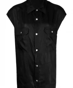 ( Nouvelle Collection ) Rick Owens 9 Chemise Froncée à Poches Poitrine Femme