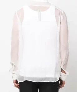 ( Nouvelle Collection ) Rick Owens Chemise En Soie Transparente à Manches Longues Homme -Rick Owens Soldes 18250990 39112220 600