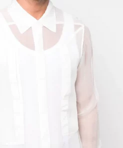 ( Nouvelle Collection ) Rick Owens Chemise En Soie Transparente à Manches Longues Homme -Rick Owens Soldes 18250990 39112221 600