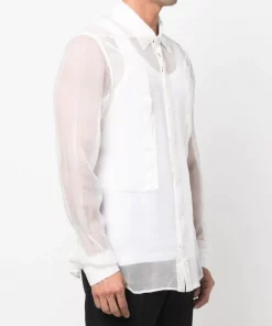 ( Nouvelle Collection ) Rick Owens Chemise En Soie Transparente à Manches Longues Homme -Rick Owens Soldes 18250990 39112222 600