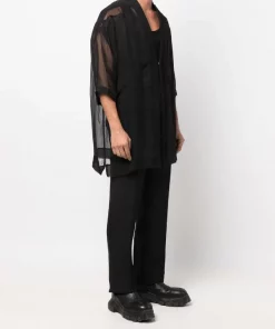 ( Nouvelle Collection ) Rick Owens 09 BLACK Chemise En Soie à Effet De Transparence Homme -Rick Owens Soldes 18251206 39110255 600