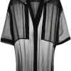 ( Nouvelle Collection ) Rick Owens 09 BLACK Chemise En Soie à Effet De Transparence Homme -Rick Owens Soldes 18251206 39110260 600