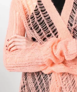 ( Nouvelle Collection ) Rick Owens Cardigan En Maille à Manches Longues 23 PINK -Rick Owens Soldes 18254200 39164429 600