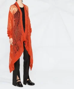 ( Nouvelle Collection ) Rick Owens 53 ORANGE Cardigan En Maille à Manches Longues Femme -Rick Owens Soldes 18258073 39083189 600