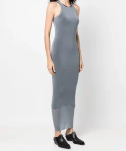 ( Nouvelle Collection ) Rick Owens Robe Mi-longue Cintrée à Design Sans Manches Femme -Rick Owens Soldes 18259162 38963223 600