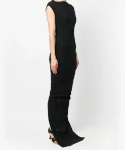 ( Nouvelle Collection ) Rick Owens Robe Froncée à Col Bateau 09 BLACK -Rick Owens Soldes 18259830 39334624 600