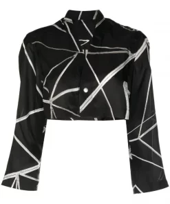 ( Nouvelle Collection ) Rick Owens Blouse Crop à Imprimé Abstrait Femme