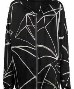 ( Nouvelle Collection ) Rick Owens 0921 BLACK NATURAL Veste Légère à Imprimé Abstrait Homme