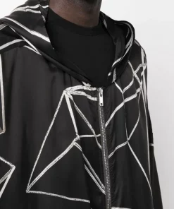 ( Nouvelle Collection ) Rick Owens 0921 BLACK NATURAL Veste Légère à Imprimé Abstrait Homme -Rick Owens Soldes 18262118 39007454 600