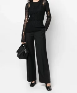 ( Nouvelle Collection ) Rick Owens 09 BLACK Haut En Maille à Col V Femme