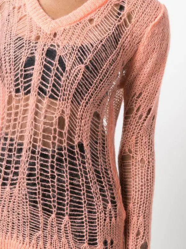 ( Nouvelle Collection ) Rick Owens Haut En Maille à Col V 23 PINK 7 ( Nouvelle Collection ) Rick Owens Haut En Maille à Col V 23 PINK – Image 5