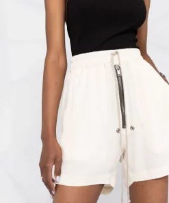 ( Nouvelle Collection ) Rick Owens 21 NATURAL Short Zippé à Lien De Resserrage Femme -Rick Owens Soldes 18265108 39256579 600