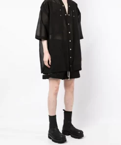 ( Nouvelle Collection ) Rick Owens 09 BLACK Chemise Fogpocket Magnum Homme -Rick Owens Soldes 18272679 39217896 600