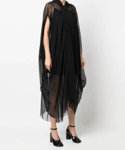 ( Nouvelle Collection ) Rick Owens Robe Drapée à Empiècements Transparents Femme -Rick Owens Soldes 18276667 39131124 600