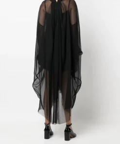 ( Nouvelle Collection ) Rick Owens Robe Drapée à Empiècements Transparents Femme -Rick Owens Soldes 18276667 39131163 600