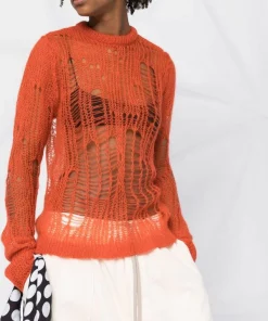 ( Nouvelle Collection ) Rick Owens Haut En Maille Ajourée à Col Ras Du Cou Femme -Rick Owens Soldes 18276668 39121533 600