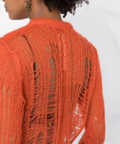 ( Nouvelle Collection ) Rick Owens Haut En Maille Ajourée à Col Ras Du Cou Femme -Rick Owens Soldes 18276668 39121535 600