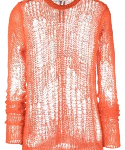 ( Nouvelle Collection ) Rick Owens Haut En Maille Ajourée à Col Ras Du Cou Femme