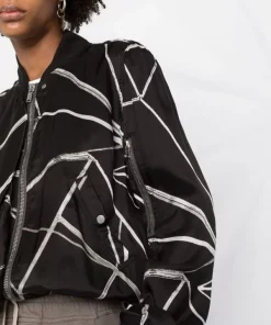 ( Nouvelle Collection ) Rick Owens Veste Bomber à Imprimé Abstrait Femme -Rick Owens Soldes 18276694 39097178 600