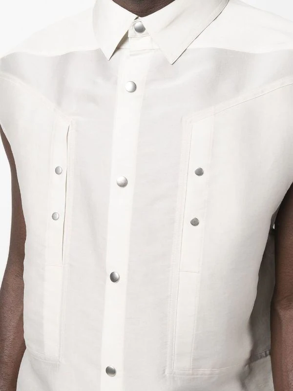 ( Nouvelle Collection ) Rick Owens Chemise Sans Manches à Boutonnière Homme 7 ( Nouvelle Collection ) Rick Owens Chemise Sans Manches à Boutonnière Homme – Image 5