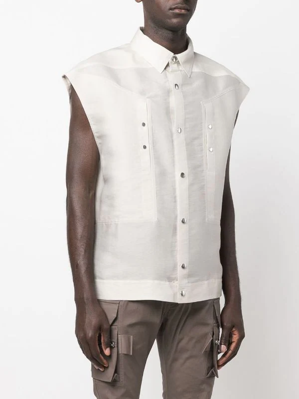 ( Nouvelle Collection ) Rick Owens Chemise Sans Manches à Boutonnière Homme 5 ( Nouvelle Collection ) Rick Owens Chemise Sans Manches à Boutonnière Homme – Image 3