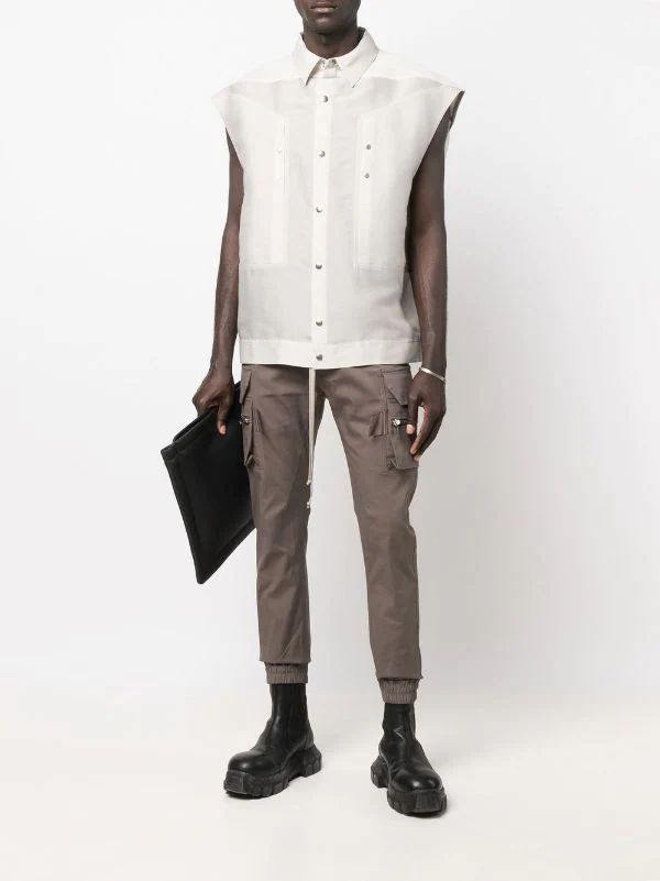 ( Nouvelle Collection ) Rick Owens Chemise Sans Manches à Boutonnière Homme 4 ( Nouvelle Collection ) Rick Owens Chemise Sans Manches à Boutonnière Homme – Image 2