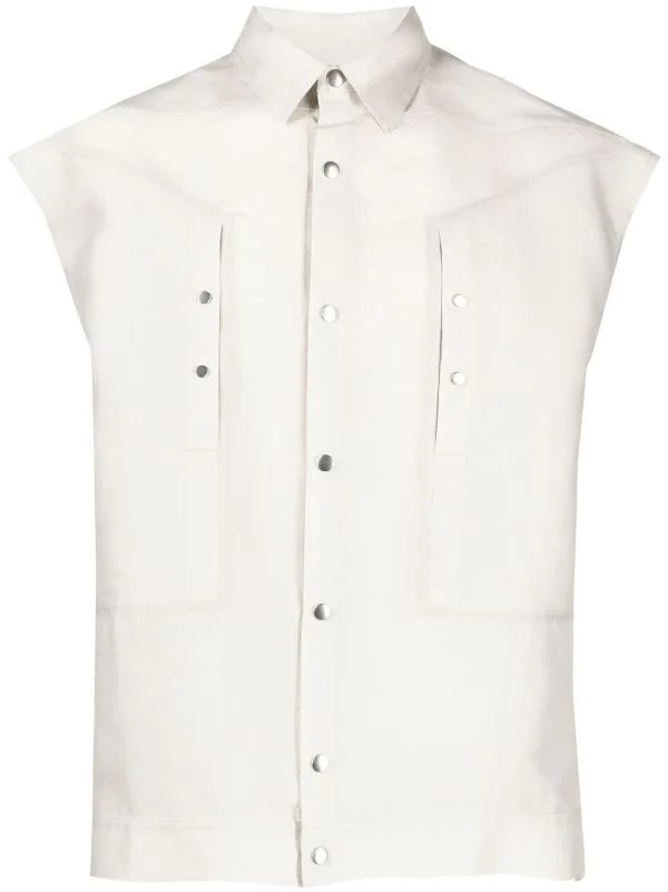 ( Nouvelle Collection ) Rick Owens Chemise Sans Manches à Boutonnière Homme 3 ( Nouvelle Collection ) Rick Owens Chemise Sans Manches à Boutonnière Homme