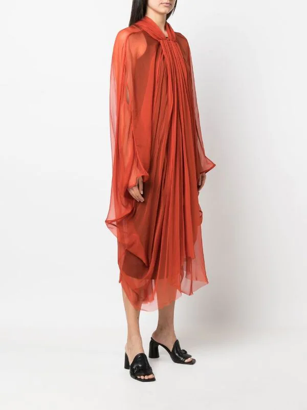 ( Nouvelle Collection ) Rick Owens 53 ORANGE Robe Plissée à Effet De Transparence Femme 5 ( Nouvelle Collection ) Rick Owens 53 ORANGE Robe Plissée à Effet De Transparence Femme – Image 3