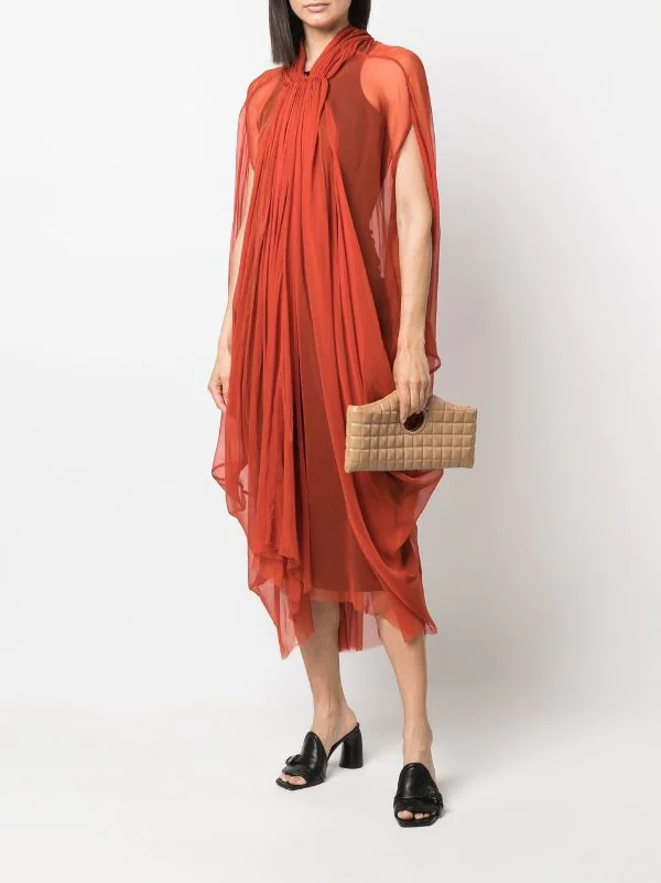 ( Nouvelle Collection ) Rick Owens 53 ORANGE Robe Plissée à Effet De Transparence Femme 4 ( Nouvelle Collection ) Rick Owens 53 ORANGE Robe Plissée à Effet De Transparence Femme – Image 2