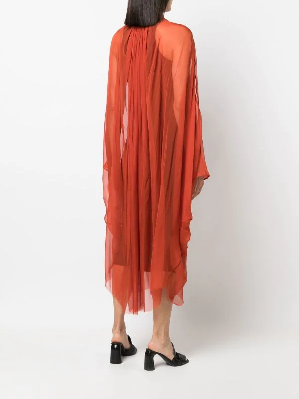 ( Nouvelle Collection ) Rick Owens 53 ORANGE Robe Plissée à Effet De Transparence Femme 6 ( Nouvelle Collection ) Rick Owens 53 ORANGE Robe Plissée à Effet De Transparence Femme – Image 4