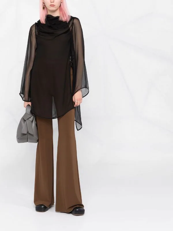 ( Nouvelle Collection ) Rick Owens Chemise En Soie à Col Bénitier 09 BLACK 4 ( Nouvelle Collection ) Rick Owens Chemise En Soie à Col Bénitier 09 BLACK – Image 2