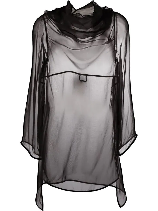 ( Nouvelle Collection ) Rick Owens Chemise En Soie à Col Bénitier 09 BLACK 3 ( Nouvelle Collection ) Rick Owens Chemise En Soie à Col Bénitier 09 BLACK