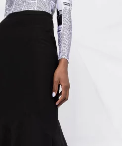 ( Nouvelle Collection ) Rick Owens 09 BLACK Jupe évasée En Soie à Détail De Traîne Femme -Rick Owens Soldes 18299579 39152392 600