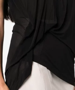 ( Nouvelle Collection ) Rick Owens T-shirt Hiked à Design Drapé BLACK -Rick Owens Soldes 18302703 39502954 600